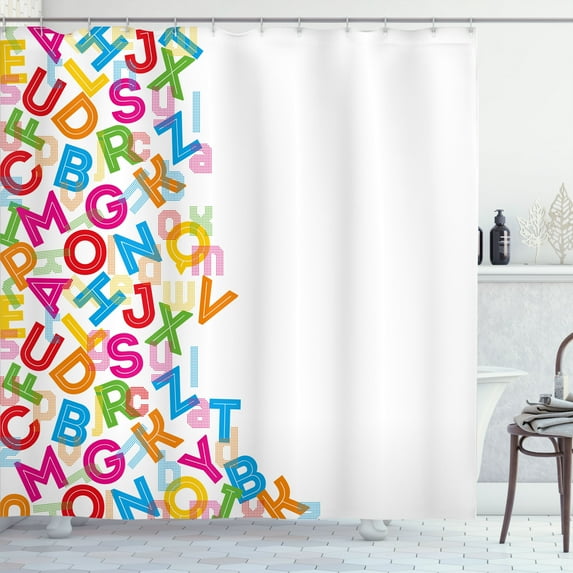 Ambesonne Colorful Shower Curtain, Alphabet Lettering, 69"Wx70"L, Multicolor