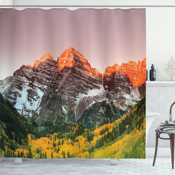 Ambesonne Colorful Shower Curtain, America Mountain Peaks, 69"Wx84"L, Multicolor