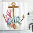 thumbnail image 1 of Ambesonne Colorful Shower Curtain, Anchor Corals Seaweed, 69"Wx84"L, Caramel Multicolor, 1 of 5