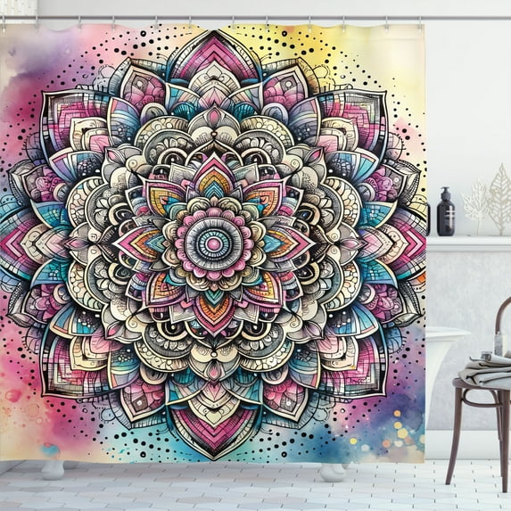 Ambesonne Colorful Shower Curtain, Art Oriental Dream Mandala, 69"Wx84"L, Magenta Multicolor