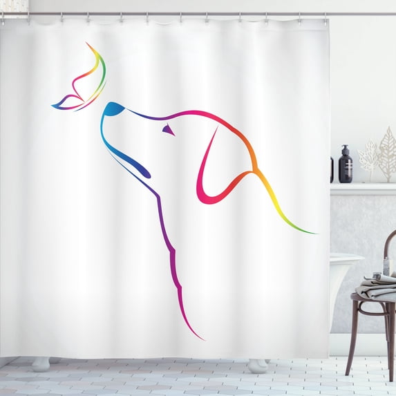 Ambesonne Colorful Shower Curtain, Butterfly Dog Labrador, 69"Wx84"L, Multicolor