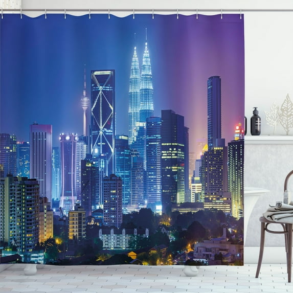 Ambesonne Colorful Shower Curtain, Cityscape Kuala, 69"Wx84"L, Multicolor