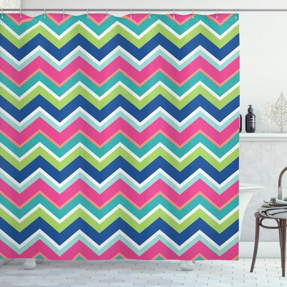 Ambesonne Colorful Shower Curtain, Colorful Chevron Lines, 69"Wx75"L, Multicolor