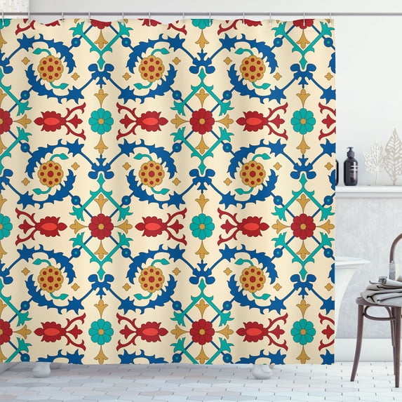 Ambesonne Colorful Shower Curtain, Eastern Culture Ornaments, 69"Wx70"L, Multicolor