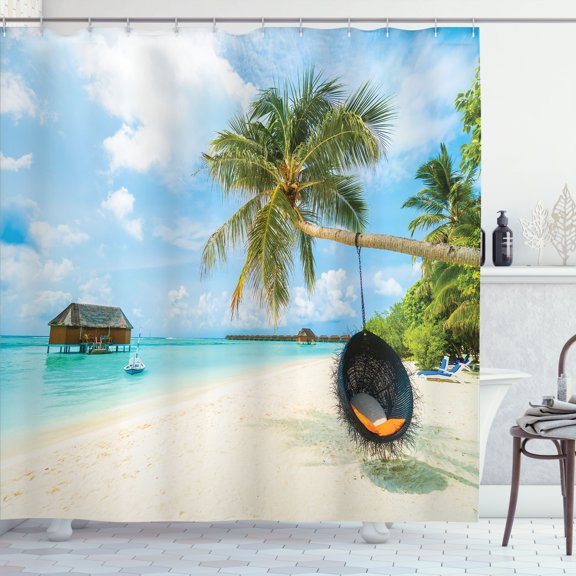 Ambesonne Colorful Shower Curtain, Exotic Maldives Sea, 69"Wx70"L, Multicolor
