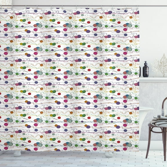 Ambesonne Colorful Shower Curtain, Hobby Themed Balls, 69"Wx84"L, Multicolor