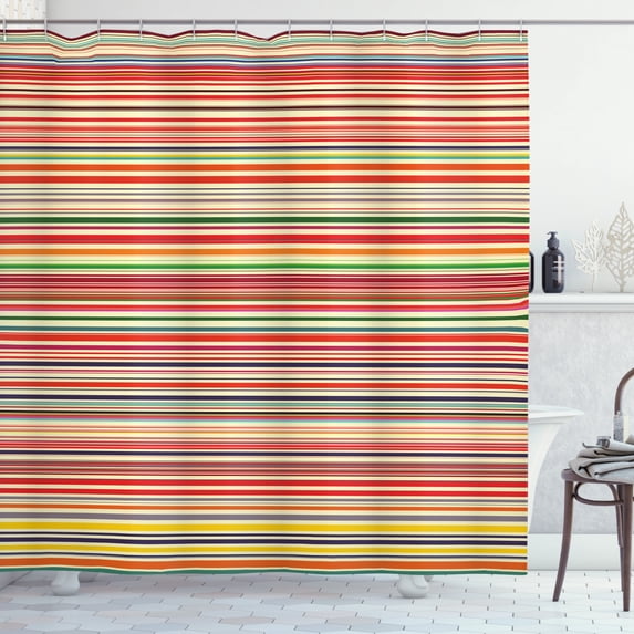 Ambesonne Colorful Shower Curtain, Horizontal Stripes, 69"Wx84"L, Multicolor