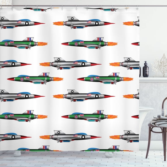 Ambesonne Colorful Shower Curtain, Jets Aviation Design, 69"Wx84"L, Multicolor
