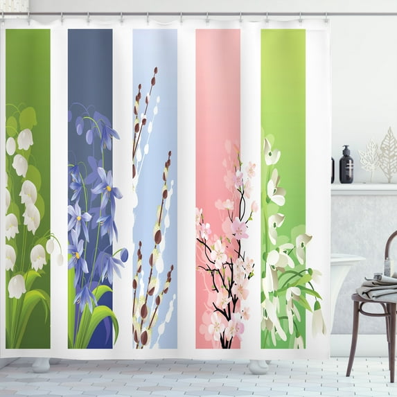 Ambesonne Colorful Shower Curtain, Lily Primrose Valley, 69"Wx70"L, Multicolor