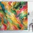 thumbnail image 1 of Ambesonne Colorful Shower Curtain, Modern Jumble Ebru Pattern, 69"Wx70"L, Pale Coffee Dark Coral, 1 of 4