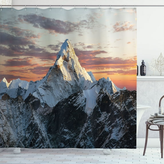 Ambesonne Colorful Shower Curtain, Mountain Nepal Everest, 69"Wx84"L, Multicolor
