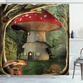 thumbnail image 1 of Ambesonne Colorful Shower Curtain, Mushroom Magic Forest, 69"Wx70"L, Red Pale Coffee Green, 1 of 5