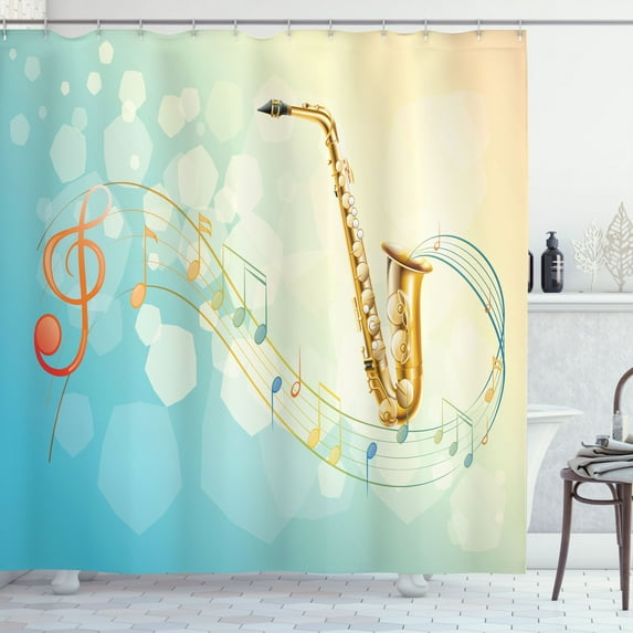 Ambesonne Colorful Shower Curtain, Musical Notes Vibes, 69"Wx84"L, Multicolor