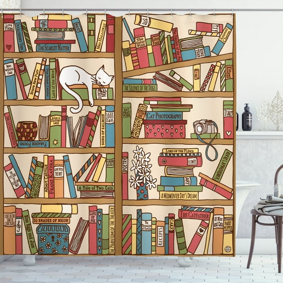 Ambesonne Colorful Shower Curtain, Nerd Bohem Cat Kitten, 69"Wx75"L, Multicolor