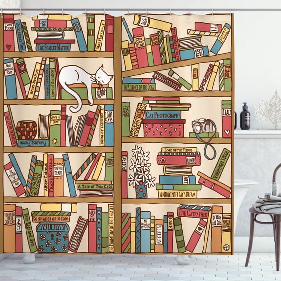 Ambesonne Colorful Shower Curtain, Nerd Bohem Cat Kitten, 69"Wx84"L, Multicolor