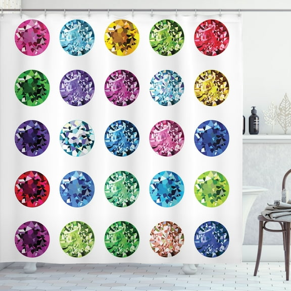 Ambesonne Colorful Shower Curtain, Oval Diamonds Emerald, 69"Wx70"L, Multicolor