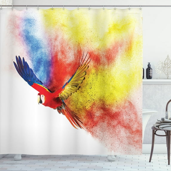 Ambesonne Colorful Shower Curtain, Parrot with Feathers, 69"Wx84"L, Multicolor