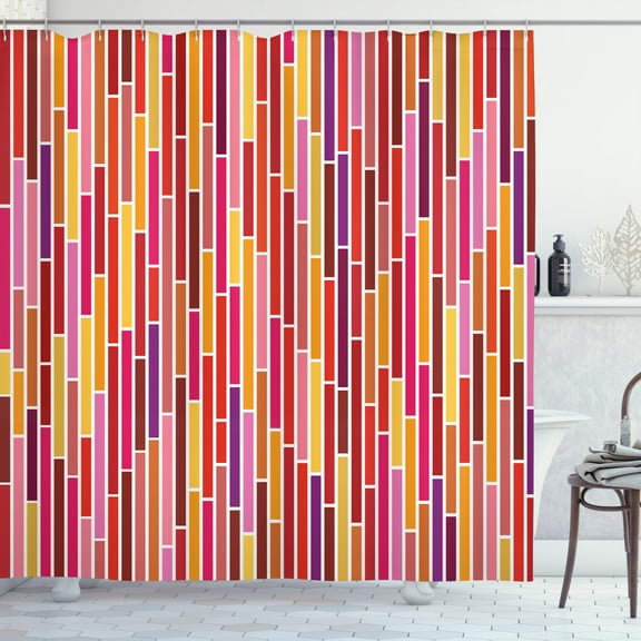 Ambesonne Colorful Shower Curtain, Pink Stripes Lines, 69"Wx84"L, Multicolor