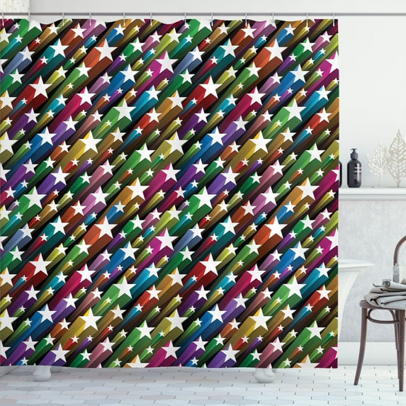 Ambesonne Colorful Shower Curtain, Stars Disco, 69"Wx70"L, Multicolor
