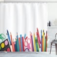 thumbnail image 1 of Ambesonne Colorful Shower Curtain, Supplies Image Art, 69"Wx84"L, White and Multicolor, 1 of 3