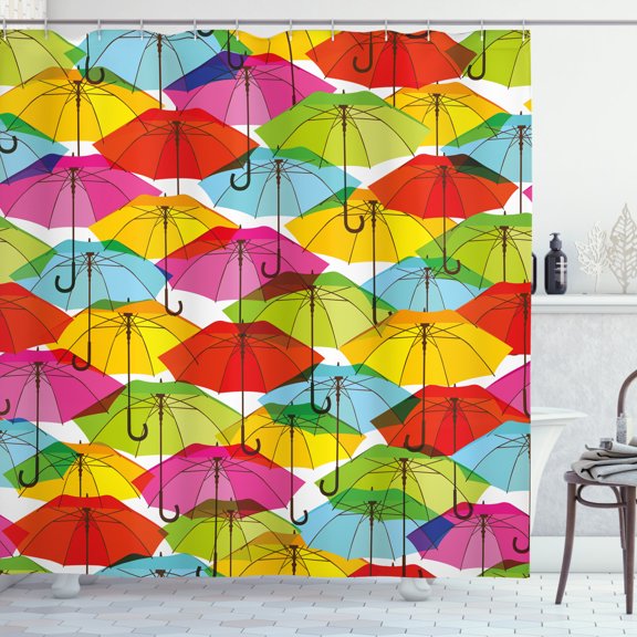 Ambesonne Colorful Shower Curtain, Vivid Umbrella, 69"Wx84"L, Multicolor