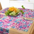 thumbnail image 1 of Ambesonne Colorful Table Runner & Placemats, Hearts in Square Shape, Placemat 4 pcs + Runner 16"x72", Blue Ivory Pink, 1 of 2