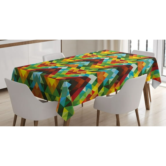 Ambesonne Colorful Tablecloth Rectangular Table Cover, Abstract Optic Pattern, 60"x84", Multicolor