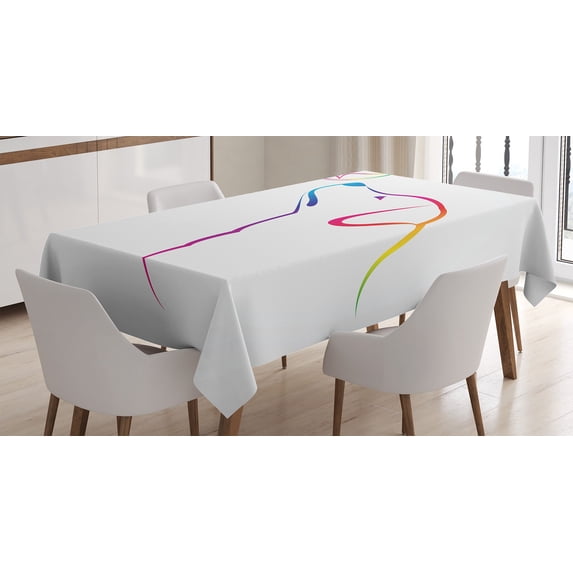 Ambesonne Colorful Tablecloth Rectangular Table Cover, Butterfly Dog Labrador, 60"x84", Multicolor
