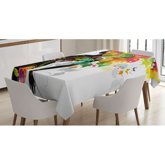 Ambesonne Colorful Tablecloth Rectangular Table Cover, Butterfly Leaf Spring, 60"x84", Multicolor