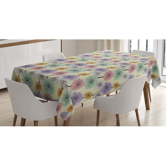 Ambesonne Colorful Tablecloth Rectangular Table Cover, Chrysanthemum Plants, 60"x84", Multicolor
