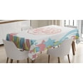 thumbnail image 1 of Ambesonne Colorful Tablecloth Rectangular Table Cover, Engagement Theme, 52"x70", Pink Blue and Green, 1 of 4