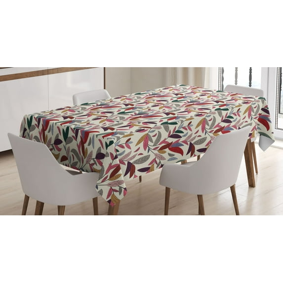 Ambesonne Colorful Tablecloth Rectangular Table Cover, Modern Swirls Leaves, 60"x90", Multicolor