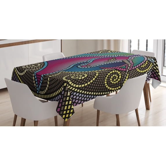 Ambesonne Colorful Tablecloth Rectangular Table Cover, Mosaic Unicorn, 60"x90", Multicolor