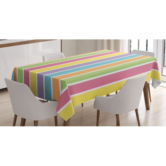 Ambesonne Colorful Tablecloth Rectangular Table Cover, Pastel Summer Funky, 60"x90", Multicolor