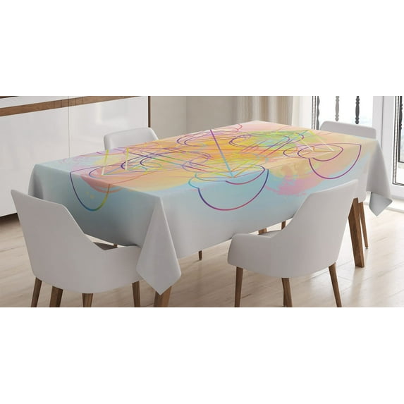 Ambesonne Colorful Tablecloth Rectangular Table Cover, Psychedelic Flower, 52"x70", Multicolor