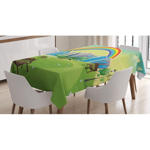 Ambesonne Colorful Tablecloth Rectangular Table Cover, Rainbow Beams Flowers, 60"x90", Multicolor