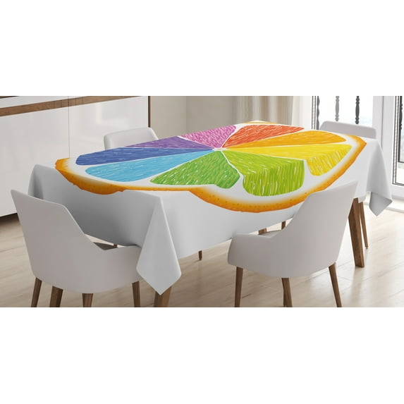 Ambesonne Colorful Tablecloth Rectangular Table Cover, Rainbow Colored Orange, 60"x90", Multicolor