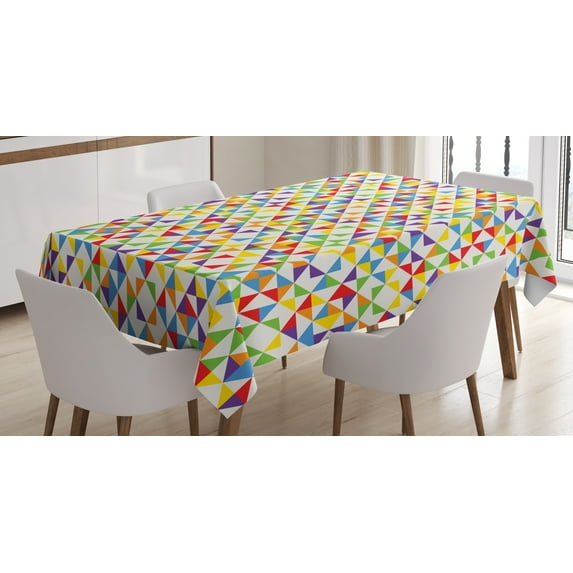 Ambesonne Colorful Tablecloth Rectangular Table Cover, Rainbow Mosaic Tiles, 60"x90", Multicolor