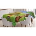 thumbnail image 1 of Ambesonne Colorful Tablecloth Rectangular Table Cover, Sitting on a Trunk, 60"x84", Green Brown Blue, 1 of 4