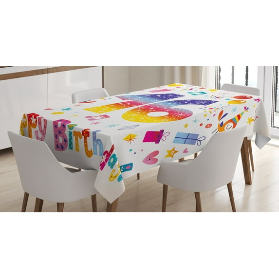 Ambesonne Colorful Tablecloth Rectangular Table Cover, Teen Celebration, 60"x84", Multicolor
