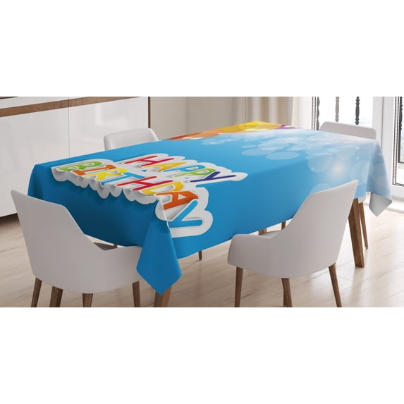 Ambesonne Colorful Tablecloth Rectangular Table Cover, Vibrant Balloons Sky, 52"x70", Multicolor