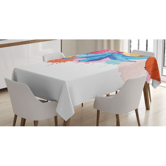 Ambesonne Colorful Tablecloth Rectangular Table Cover, Vibrant Flowers Bloom, 52"x70", Multicolor