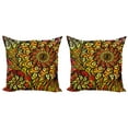 thumbnail image 1 of Ambesonne Colorful Throw Pillow Cover 2 Pack, Abstract Curly Floral, 18", Multicolor, 1 of 2