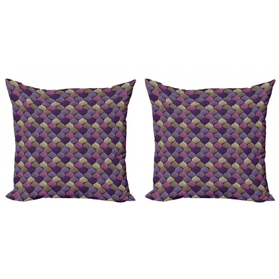Ambesonne Colorful Throw Pillow Cover 2 Pack, Abstract Doodle Braid, 18", Multicolor