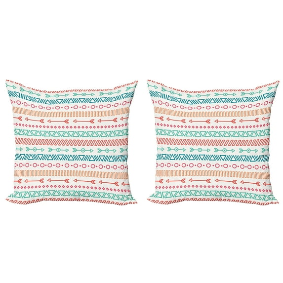 Ambesonne Colorful Throw Pillow Cover 2 Pack, Aztec Tribe Maya Arrow, 24", Multicolor