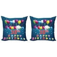 thumbnail image 1 of Ambesonne Colorful Throw Pillow Cover 2 Pack, Balloons Curly Ribbon, 16", Multicolor, 1 of 7