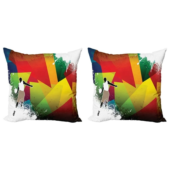 Ambesonne Colorful Throw Pillow Cover 2 Pack, Basketball Modern Art, 16", Multicolor