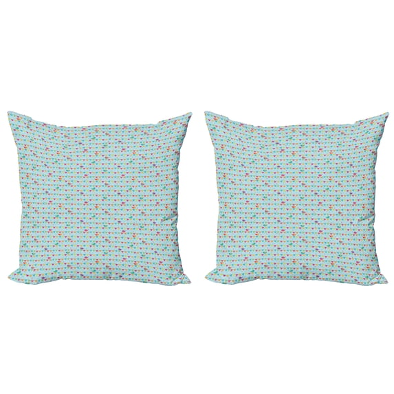 Ambesonne Colorful Throw Pillow Cover 2 Pack, Birds on Festival Flags, 18", Multicolor