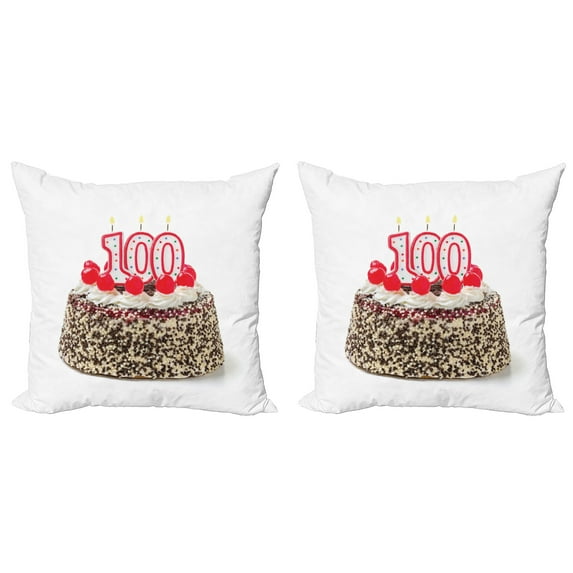 Ambesonne Colorful Throw Pillow Cover 2 Pack, Cake and Candles, 16", Multicolor