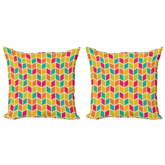 Ambesonne Colorful Throw Pillow Cover 2 Pack, Chevron Hipster Style, 20", Multicolor
